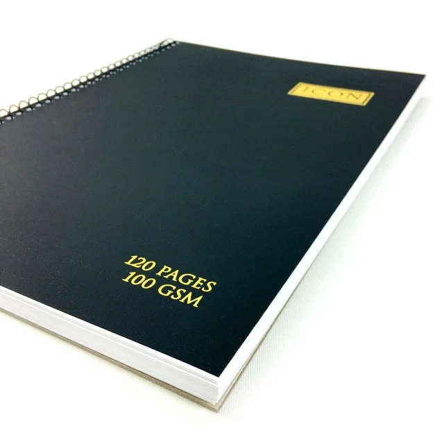 A4 SKETCH BOOK Pad Black Drawing Spiral Bound Hardback White Cartridge