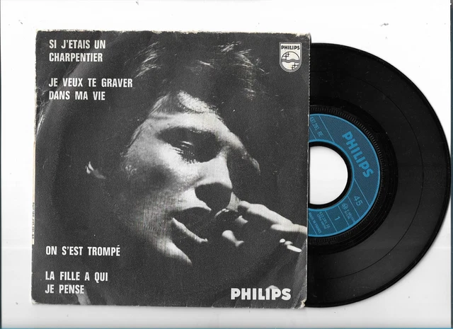 johnny hallyday pochette papier  rare logo philips blanc