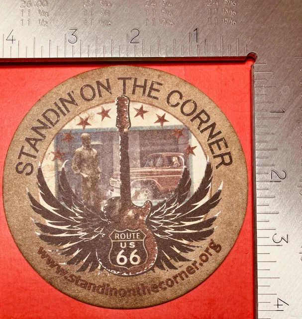 route 66 WINDSLOW ARIZONA GUITAR 4 INCH ROUND BEER COASTER RARE VINTAGE  Q4