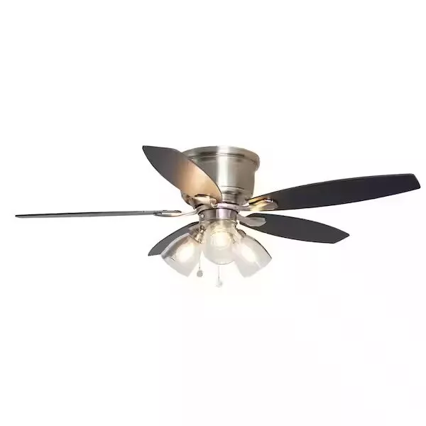 Hampton Bay Stoneridge 52 in. LED Indoor Brushed Nickel Hugger Ceiling Fan