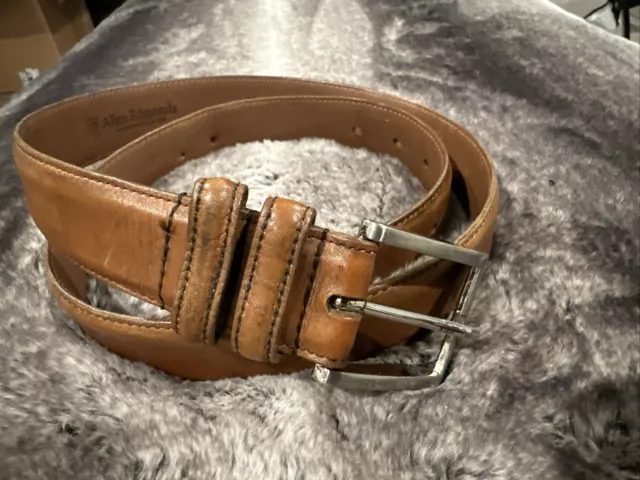 Men’s Allen Edmonds Leather Dress Belt Size 38 Brown Calfskin 39590