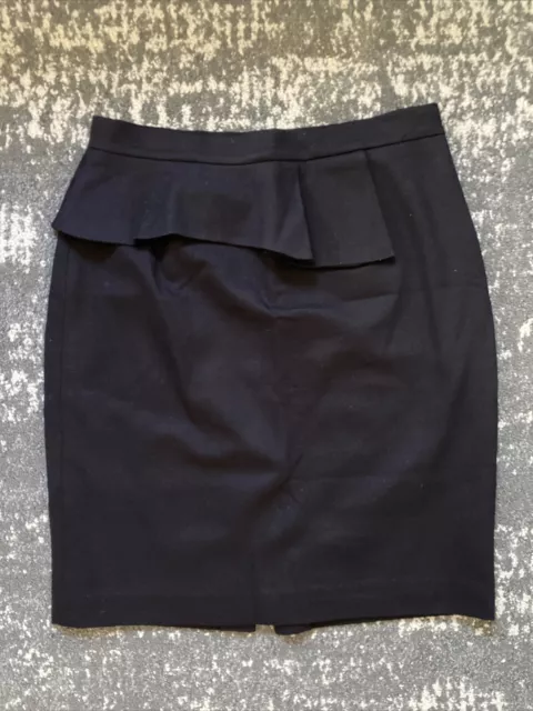 ANTONIO MELANI Black Pencil Skirt Sz 8 Peplum Thick Stretch Lined Knit Curvy Fit