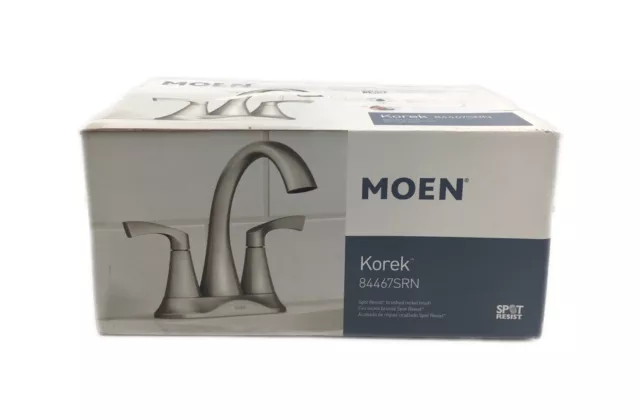 MOEN Korek 4 in. Centerset 2-Handle Bathroom Faucet Spot Resist Brushed Nickel