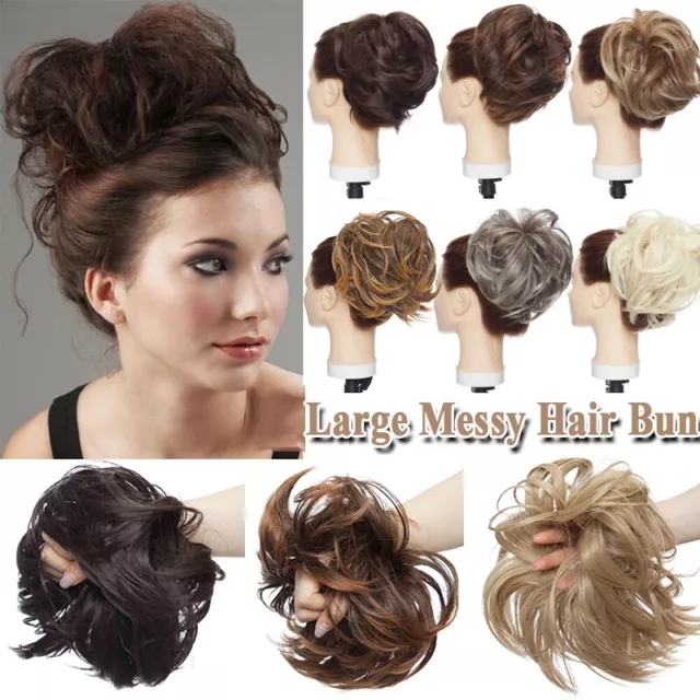 Curly Messy Hair Bun Piece Updo Wrap Scrunchie Fake Natural Buns Hair Extensions