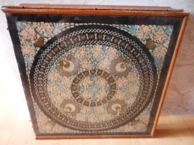 old victorian tapestry in a wood frame and glass top 2