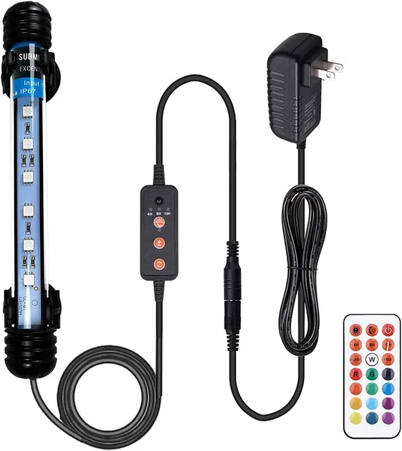 LED Light Aquarium Fish Tank Spectrum Full Lamp Marine Plant Submersible RGB7.5'