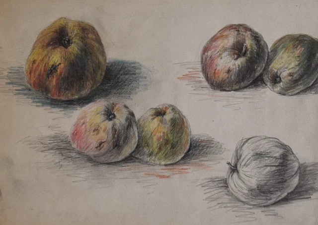 Pastel Original Louis Dupuis (1862-1951) - Nature Morte à La Poire - Œuvre D'art Unique