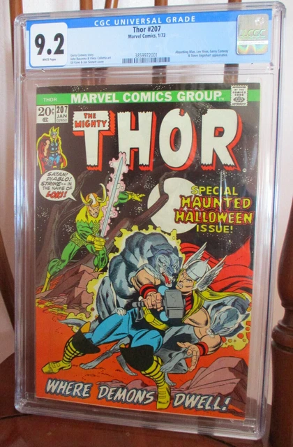 THE MIGHTY THOR #207 (1973) CGC 9.2 White Pg Rutland VT HALLOWEEN LOKI MARVEL