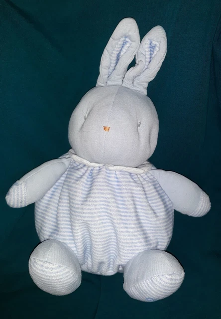 Doudou Lapin boule bleu blanc rayé KLORANE en TBE
