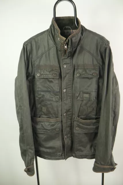 Mens Diesel Cotton Army Bomber Waxed Style Military Jacket Size Medium