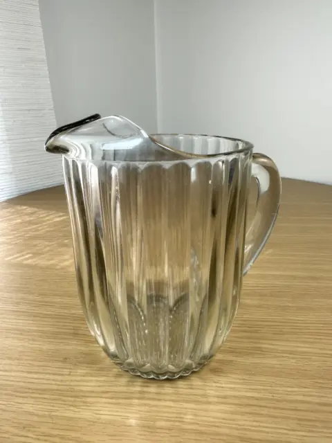 Jeanette Glass Vintage Ribbed Juice/Milk Pitcher National Pattern Hobnail Bottom