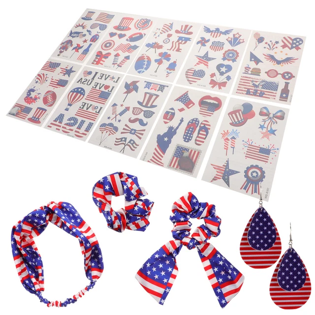 1 Set Orecchini Fascia Patriottica Bandiera USA Decorazioni Giorno dell'Indipendenza con Sti
