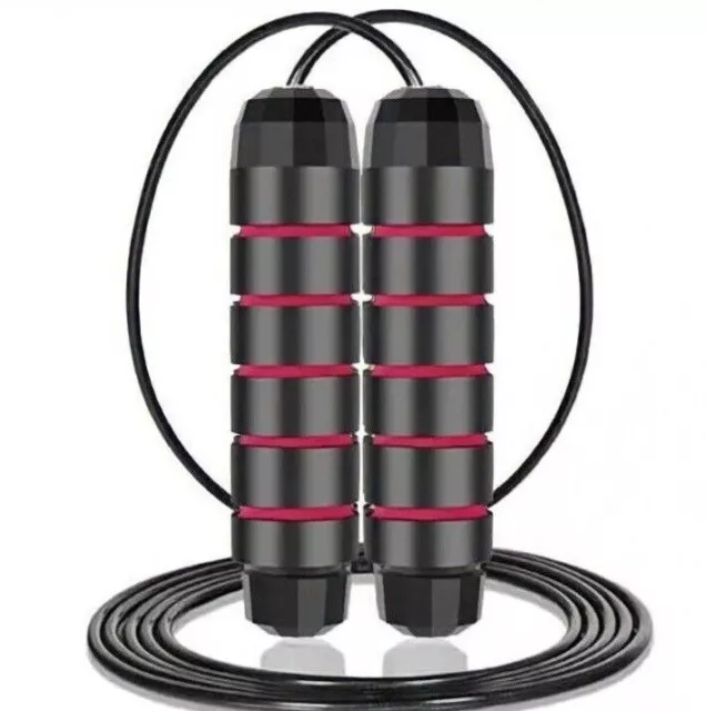 Springseil Hüpfseil Skipping Rope Seilspringen Fitness Schwarz/Rot/Blau 2,8m