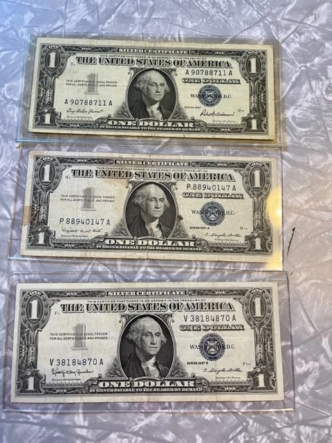 1957 , 1957A, 1957B Silver Certificate Dollar Lot Of 3