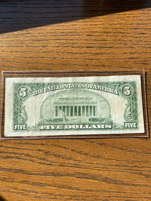 Fine series 1934B $5 blue seal silver certificate In New Protector 2