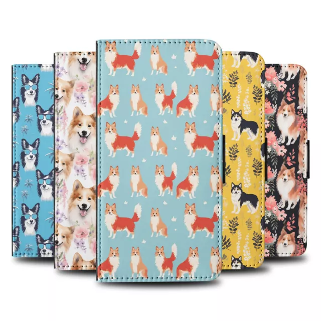 Flip Case For Samsung Galaxy|Cute Icelandic Sheepdog Puppy Dog Pattern #A2