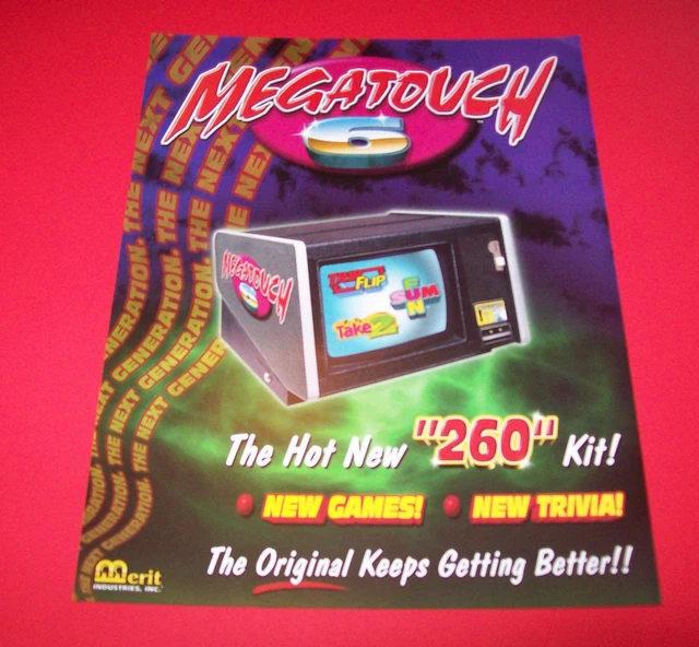 MEGATOUCH 6 ORIGINAL NOS VIDEO ARCADE GAME SALES FLYER Art Promo Vintage
