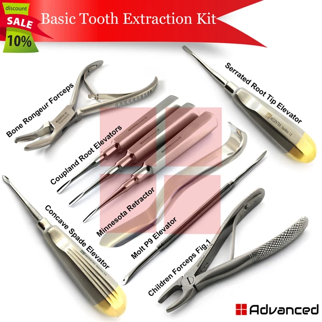 DENTAL ADVANCED VETERINARY Tooth Extraction Kit Extracting Elevators