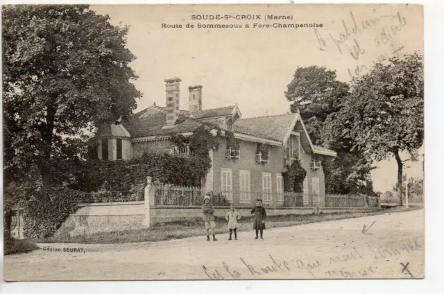 SODA SAINT CROSS - Marne - CPA 51 - road to Sommesous