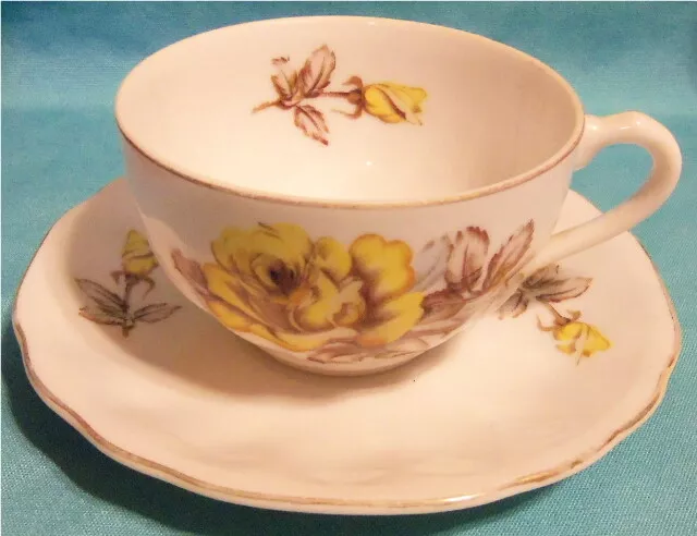 Vintage Yellow Rose Cup & Saucer Set from Japan