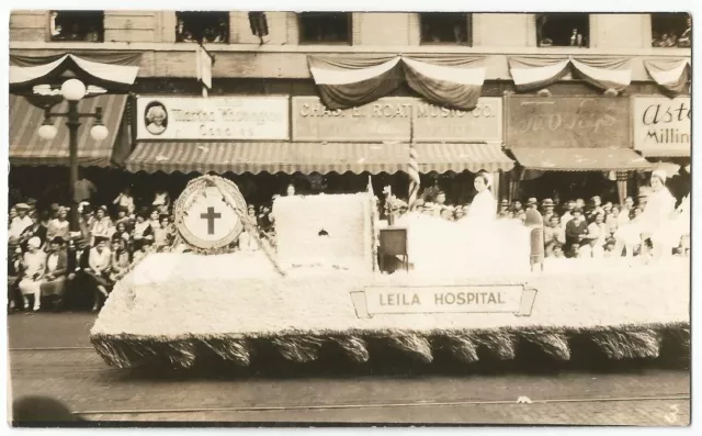 Battle Creek Michigan MI ~ Leila Hospital Parade Float RPPC Real Photo 1930's