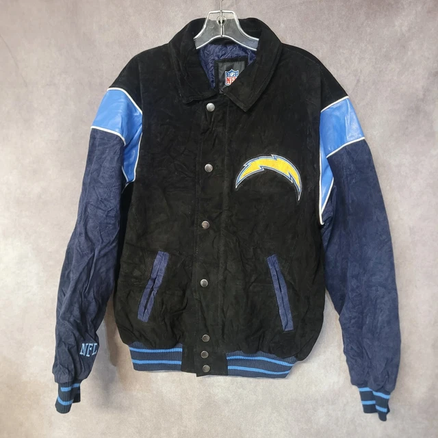 NFL San Diego LA Chargers Suede Leather Varsity Letterman Bomber Jacket Mens M