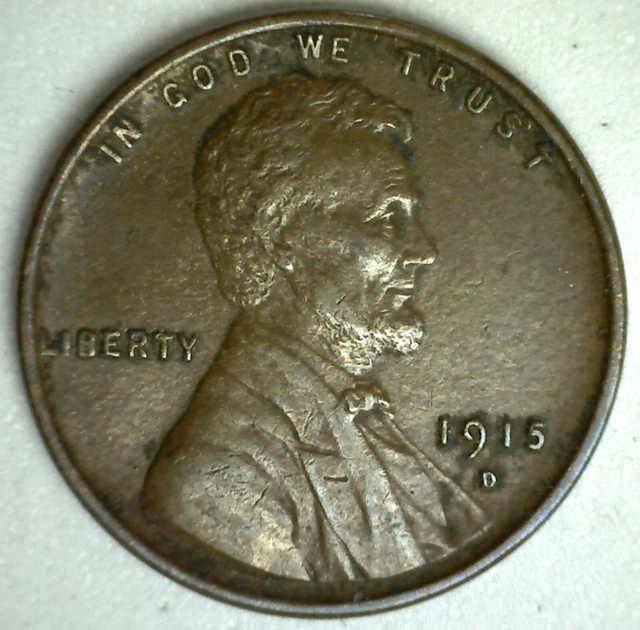 1915 D US Lincoln Wheat Penny One Cent Bronze Extra Fine 1c Circulated Coin