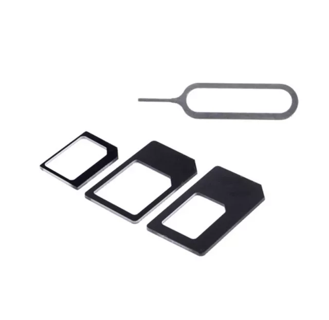 4 iN 1 PACK NANO TO MICRO & STANDARD SIM CARD ADAPTOR FOR VARIOUS MOBILE PHONES