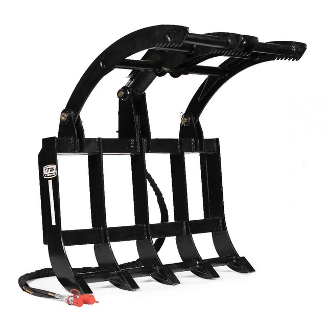 Titan Attachments Skid Steer 48” Light-Duty Single Cylinder Root Grapple Rake