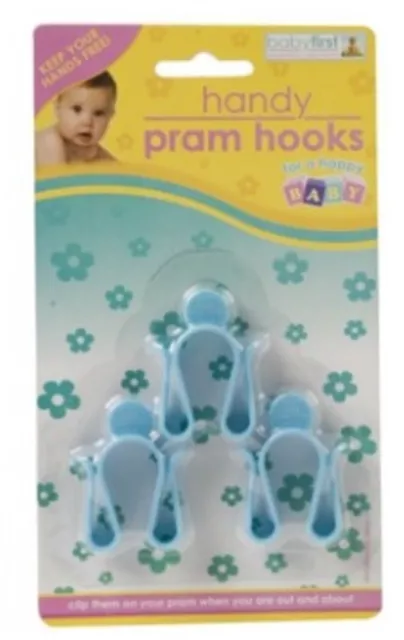 Pack Of 3 Pram Hooks Assorted Colours - 3pc Regular Size Buggy Push Chair