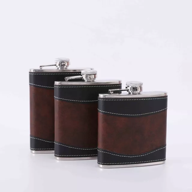 Poche étanche pour flacon à whisky avec housse en cuir PU 8 oz/7 oz/6 oz capac