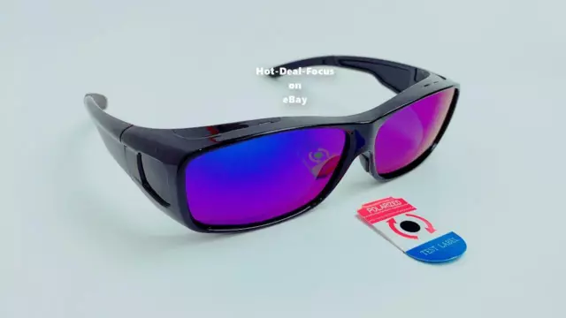 POLARIZED SUNGLASSES with SIDE SHIELDS black frame 100%UV protection MIRROR LENS