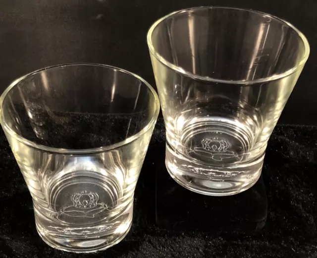 Crown Royal Rocks Whiskey Glass Weighted Bottom Italy Embossed Pillow & Crown