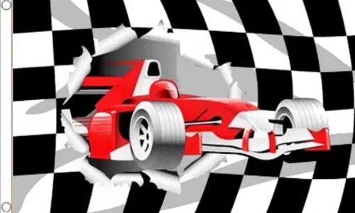RACING CAR FLAG 5' x 3' Black & White Checkered Formula One F1