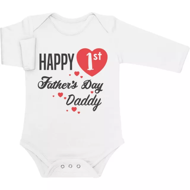 Happy first Fathers Day Daddy cute Gift Baby Langarm Body Present 1st Father