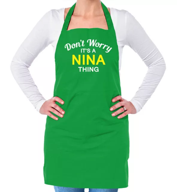 No Worry It's A Nina Cosa ! Unisex Delantal Adulto Apellido Medida Nombre