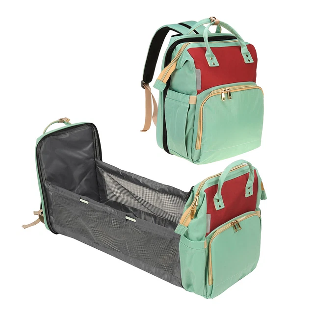 Baby Diaper Bag Multi-Function Travel Foldable Baby Bed Backpack +Changing Pad