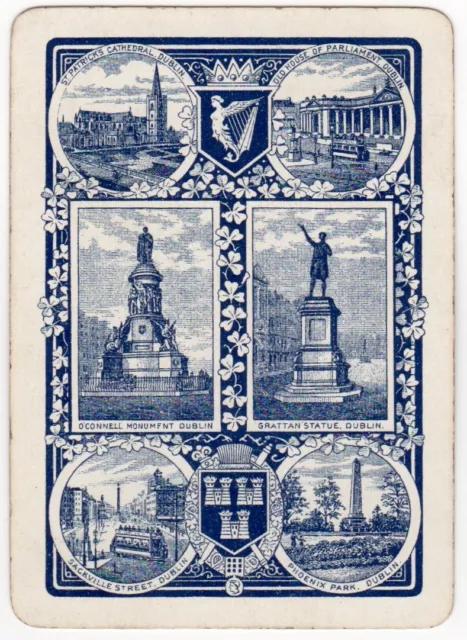 Playing Cards 1 Single Card Old Antique Wide Named DUBLIN IRELAND Art Pictures