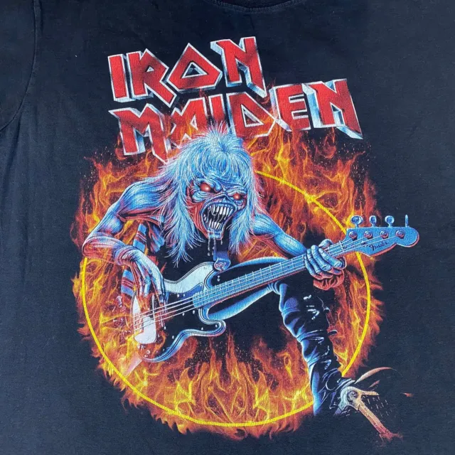 Iron Maiden Shirt Double Sided Fear Of The Dark Size Large Rock Yeah Graphic Tee
