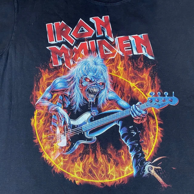 Iron Maiden Shirt Double Sided Fear Of The Dark Size Large Rock Yeah Graphic Tee