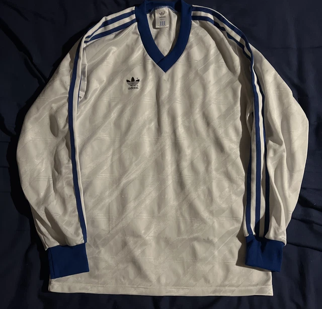 ADIDAS MEN’S White Football Shirt Vintage Made In The UK Size