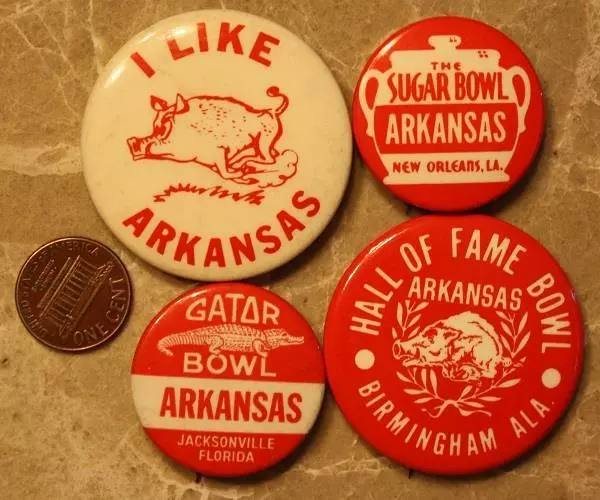 Arkansas University Razorbacks Hall of Fame Sugar & Gator Bowl 4- FOUR pin set--