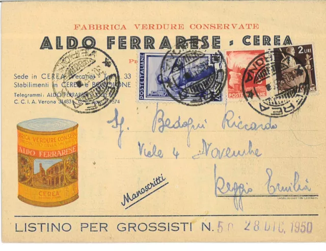 Listino Prezzi ALDO FERRARESE - CEREA VERONA. Verdure, conserve 30.12.50. 3 ante