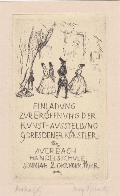 Publicité Radierung Max Donner 1891-1969 Exposition Auerbach Visiteur