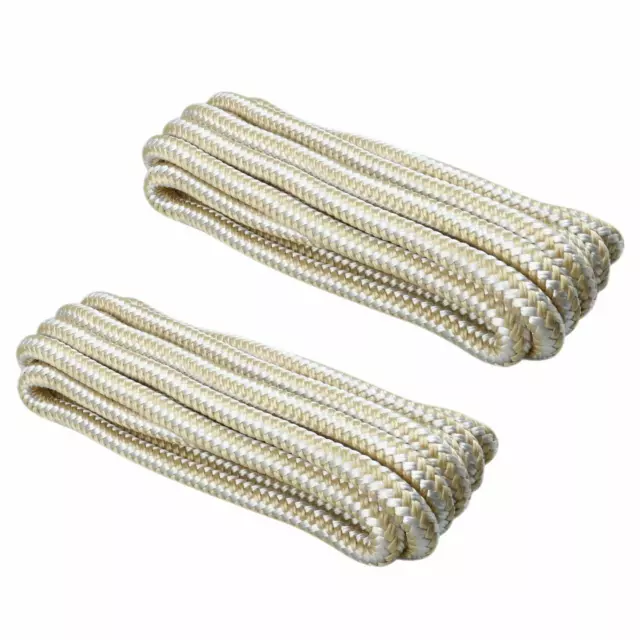2Pack 1/2 Inch 25FT Double Braid Nylon Boat Marine Dock Line Mooring Rope Golden