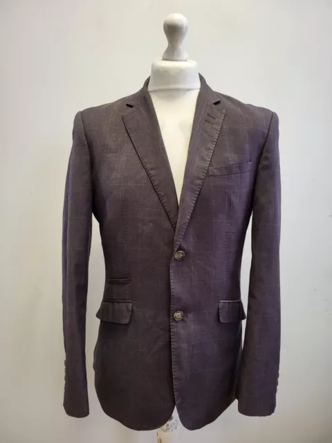 Kk993 Mens Cavani Grey Check 2 Piece Slim Suit Jacket & Trousers Uk 38R W32 L32