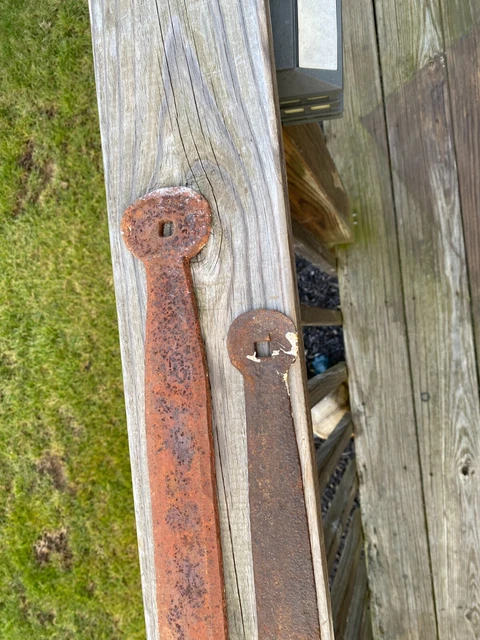 2 Cast Iron Barn Strap Hinges 46.5 50.5" Gate wrought Architectural Salvage 5