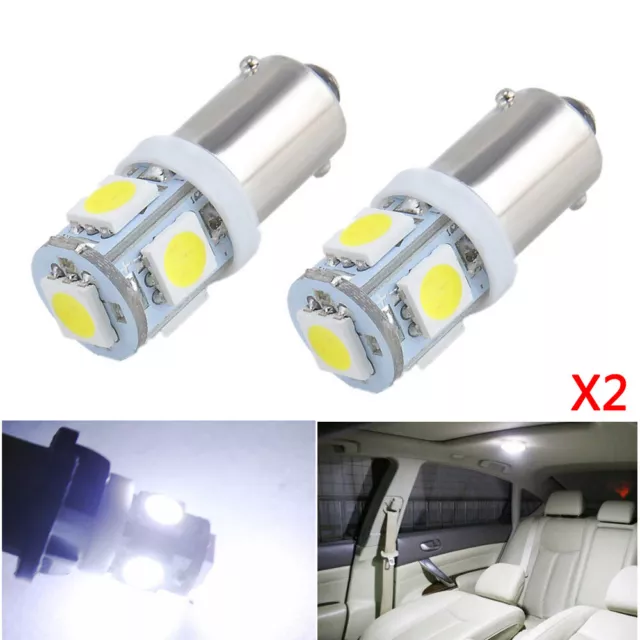 2 X T11 BA9S LED White 5050 5SMD Car Wedge Side Light Bulb Lamp T4W H6W 1895 363