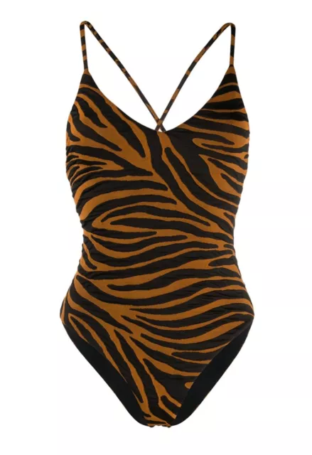 Mara Hoffman swim Emma Brown Clay Zebra X-small XS one piece swimsuit NEW $290