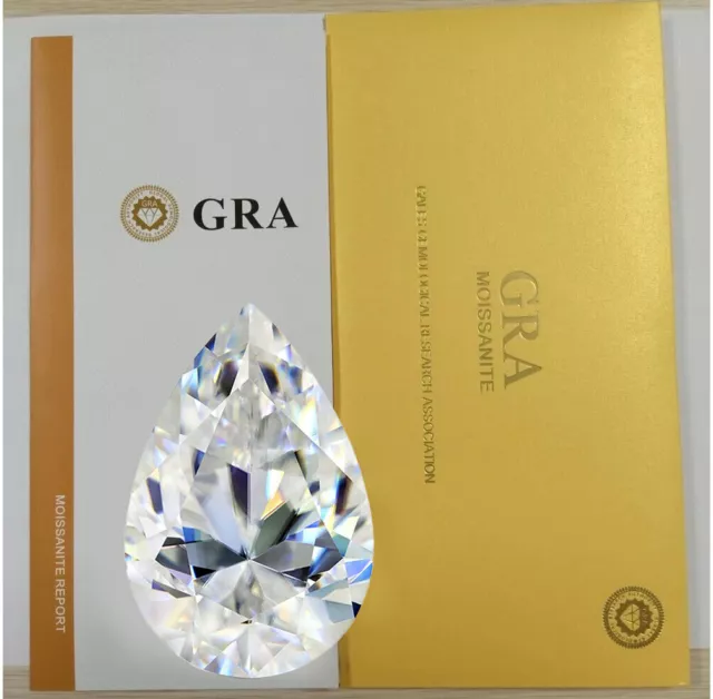 Loose Moissanite Pear Cut Real Gem Stone W. GRA Certificate All Sizes VVS1 D